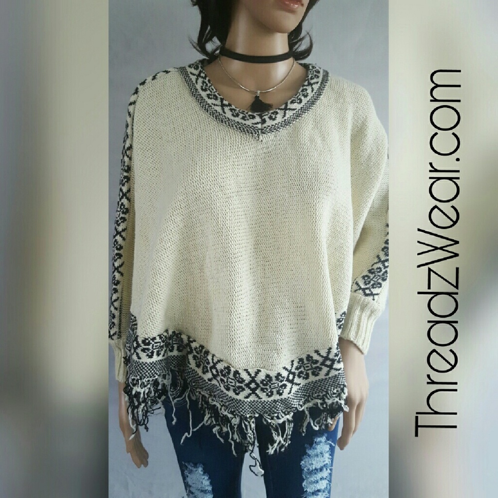 Batwing sleeve poncho